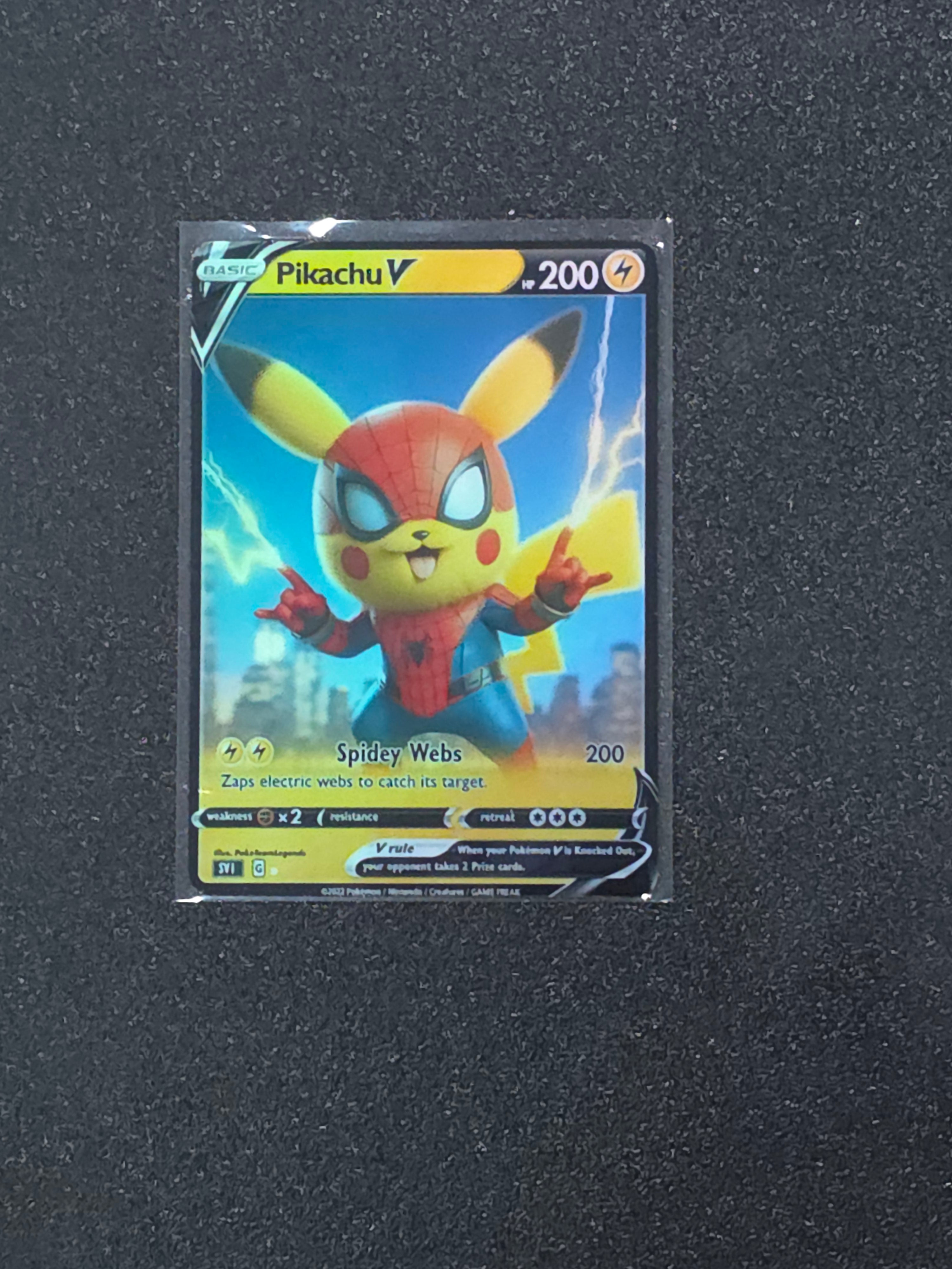 Spiderman Pikachu Fan Art Pokemon Card PTL 792