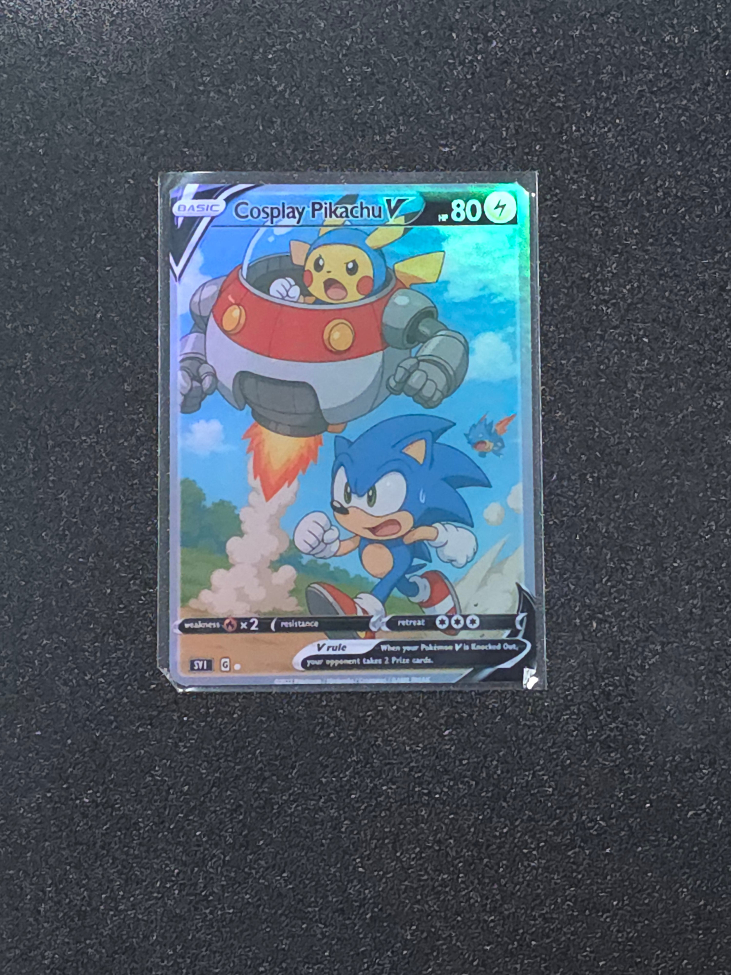 Sonic Pikachu Fan Art Pokemon Card PTL 809