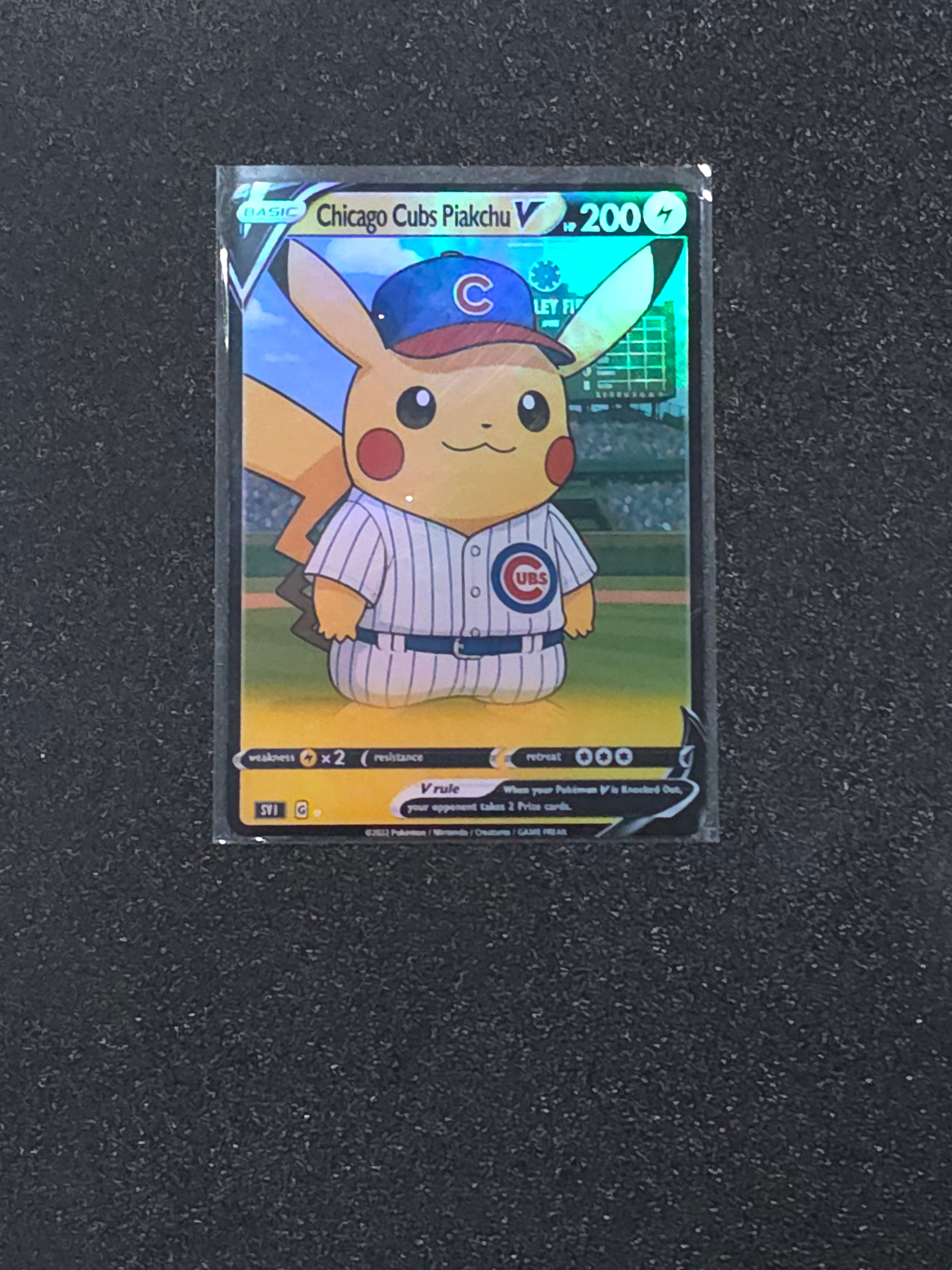 Chicago Cubs Pikachu Fan Art Pokemon Card PTL 810