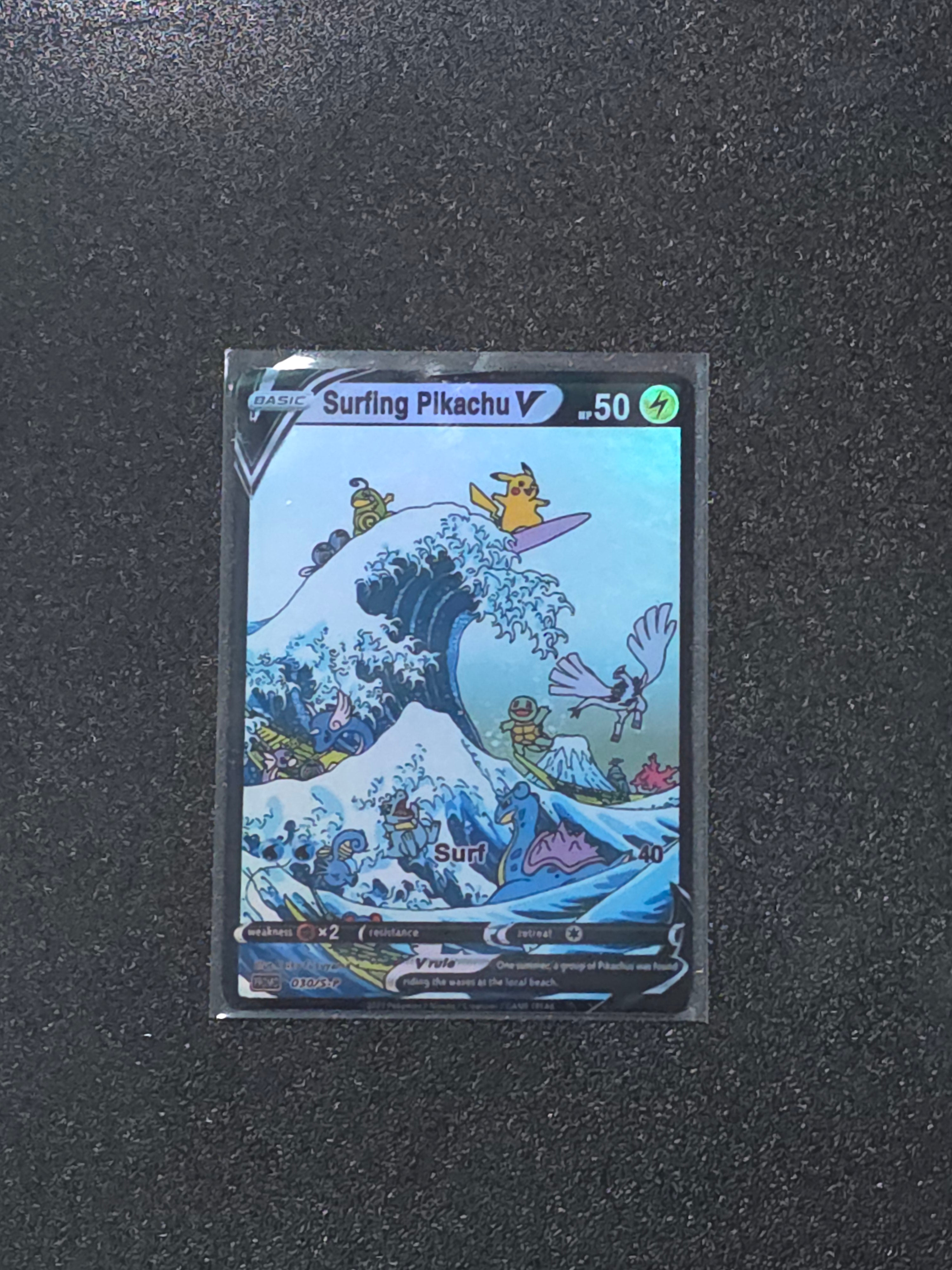 Surfing Pikachu Fan Art Pokemon Card PTL 813