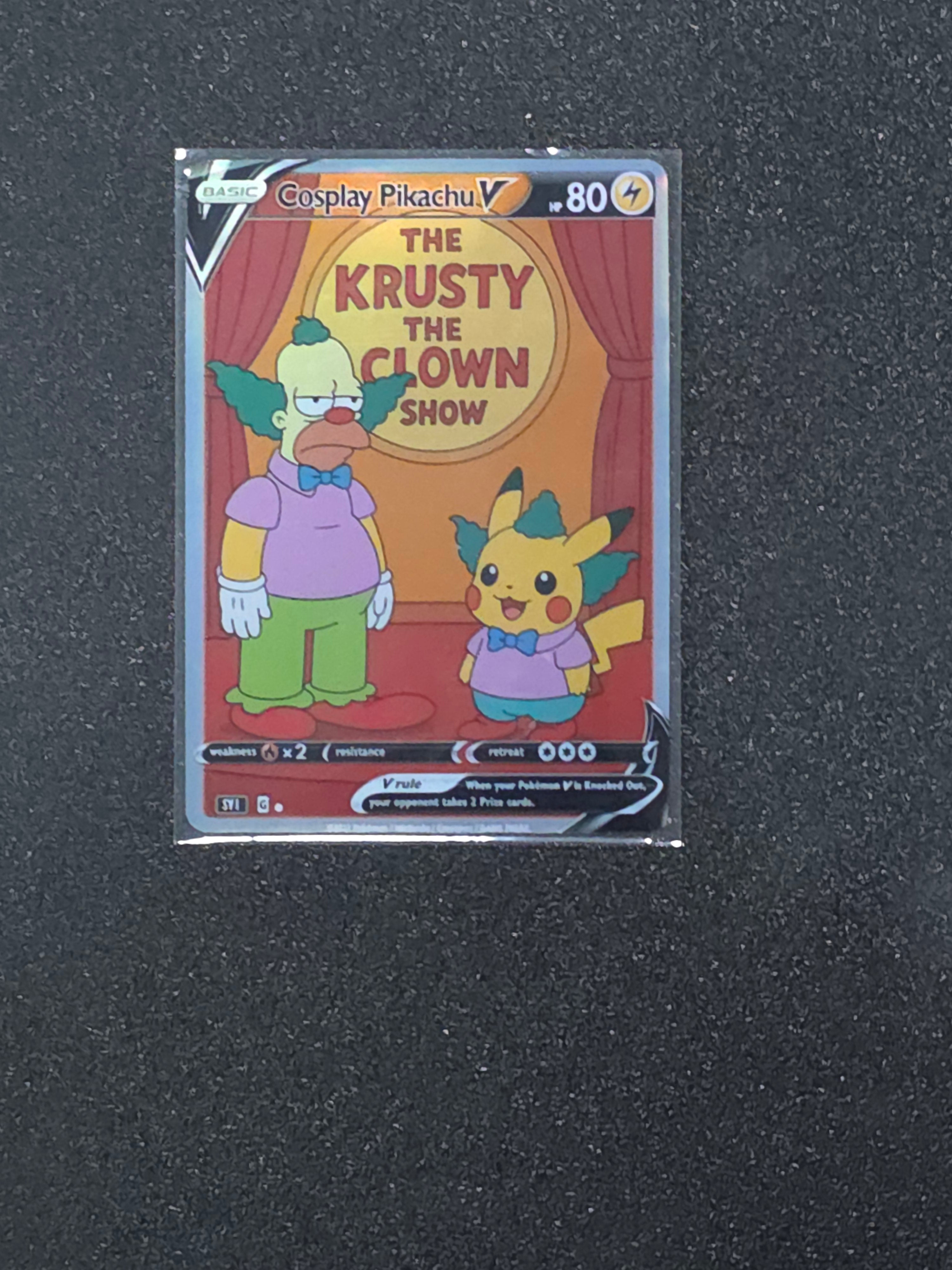 Krusty the Clown Pikachu Fan Art Pokemon Card PTL 825