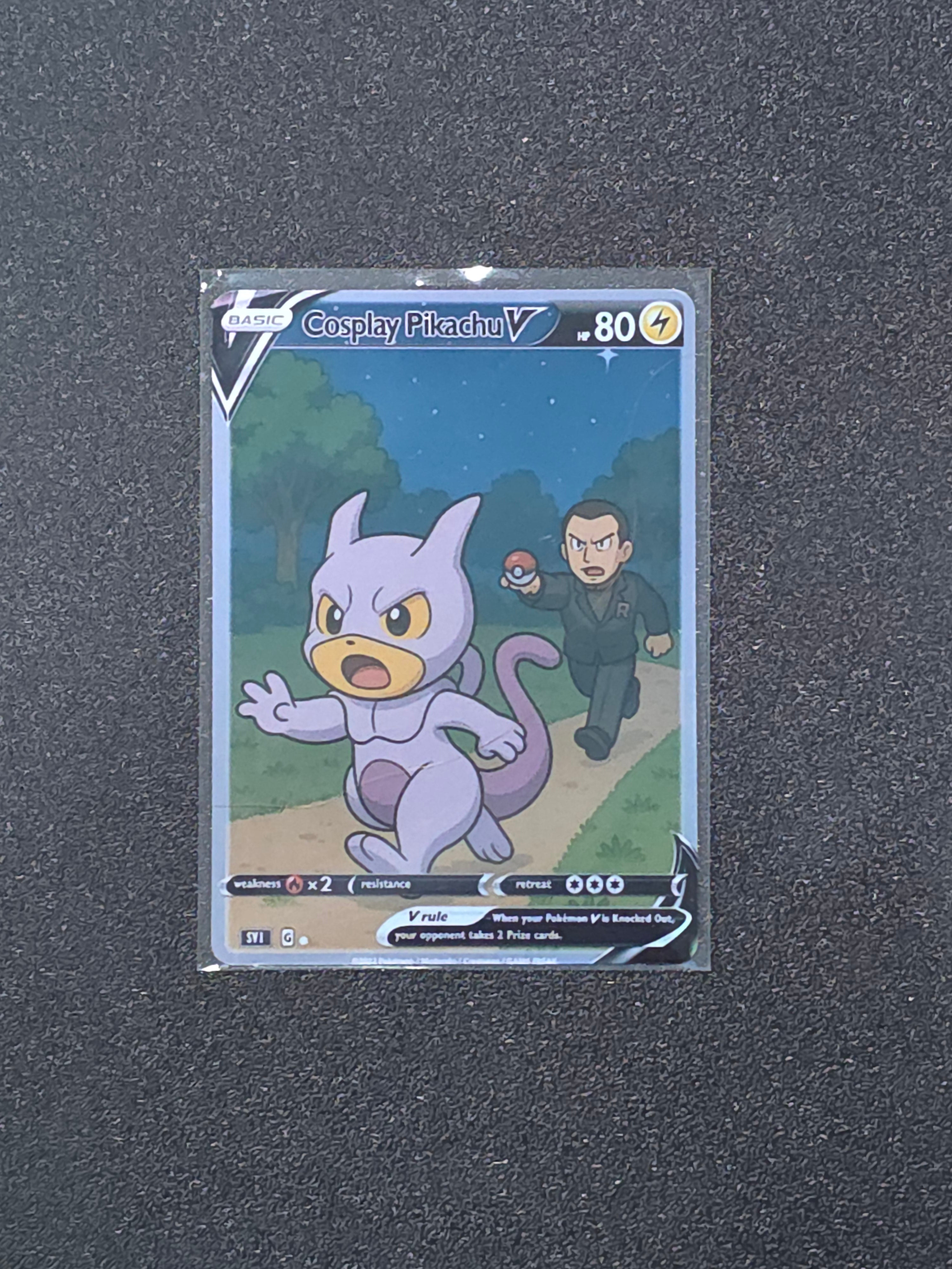 Pikachu Mewtwo Fan Art Pokemon Card PTL 826