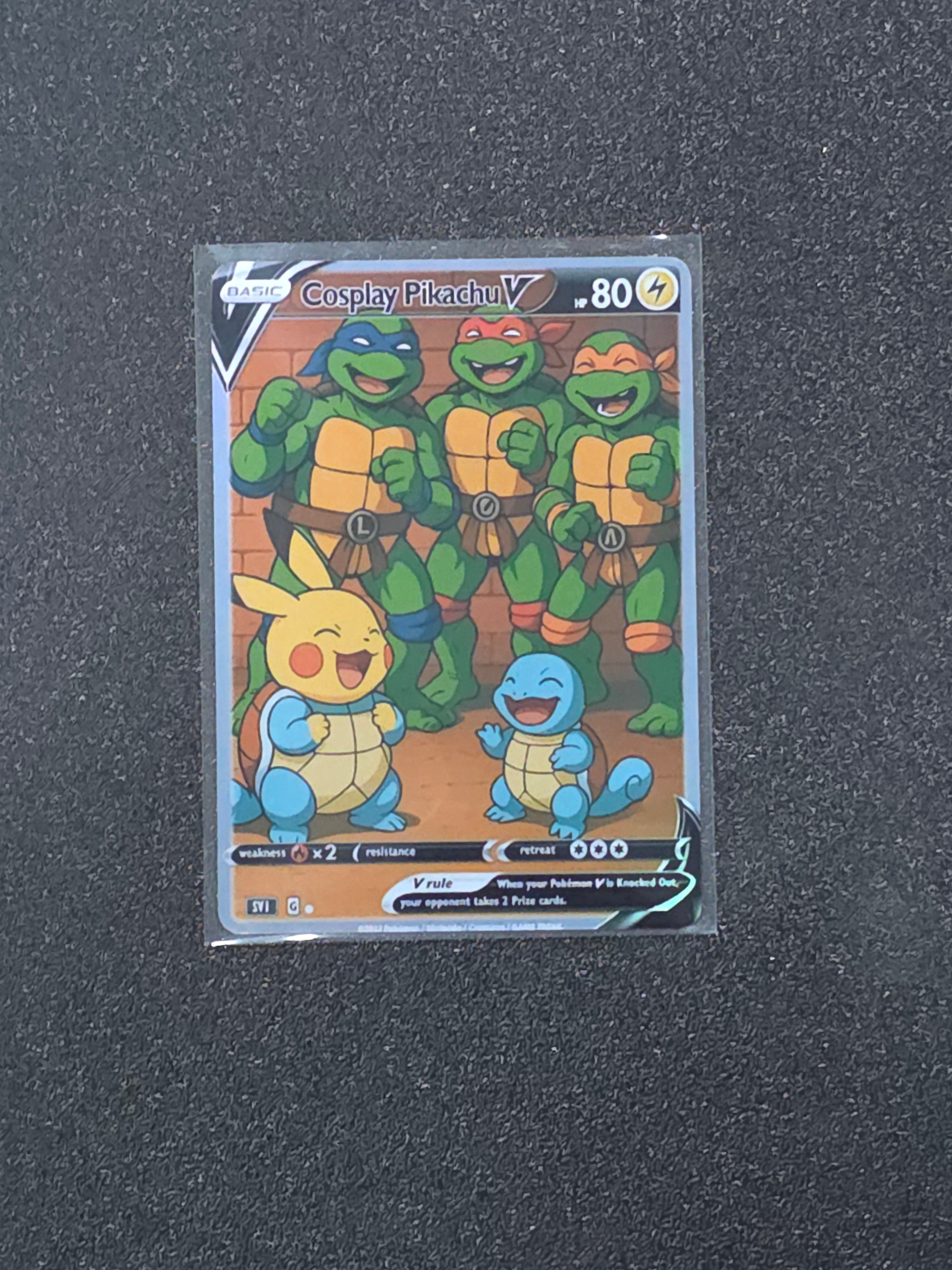 Pikachu Squirtle Teenage Mutant Ninja Turtles Fan Art Pokemon Card PTL 827
