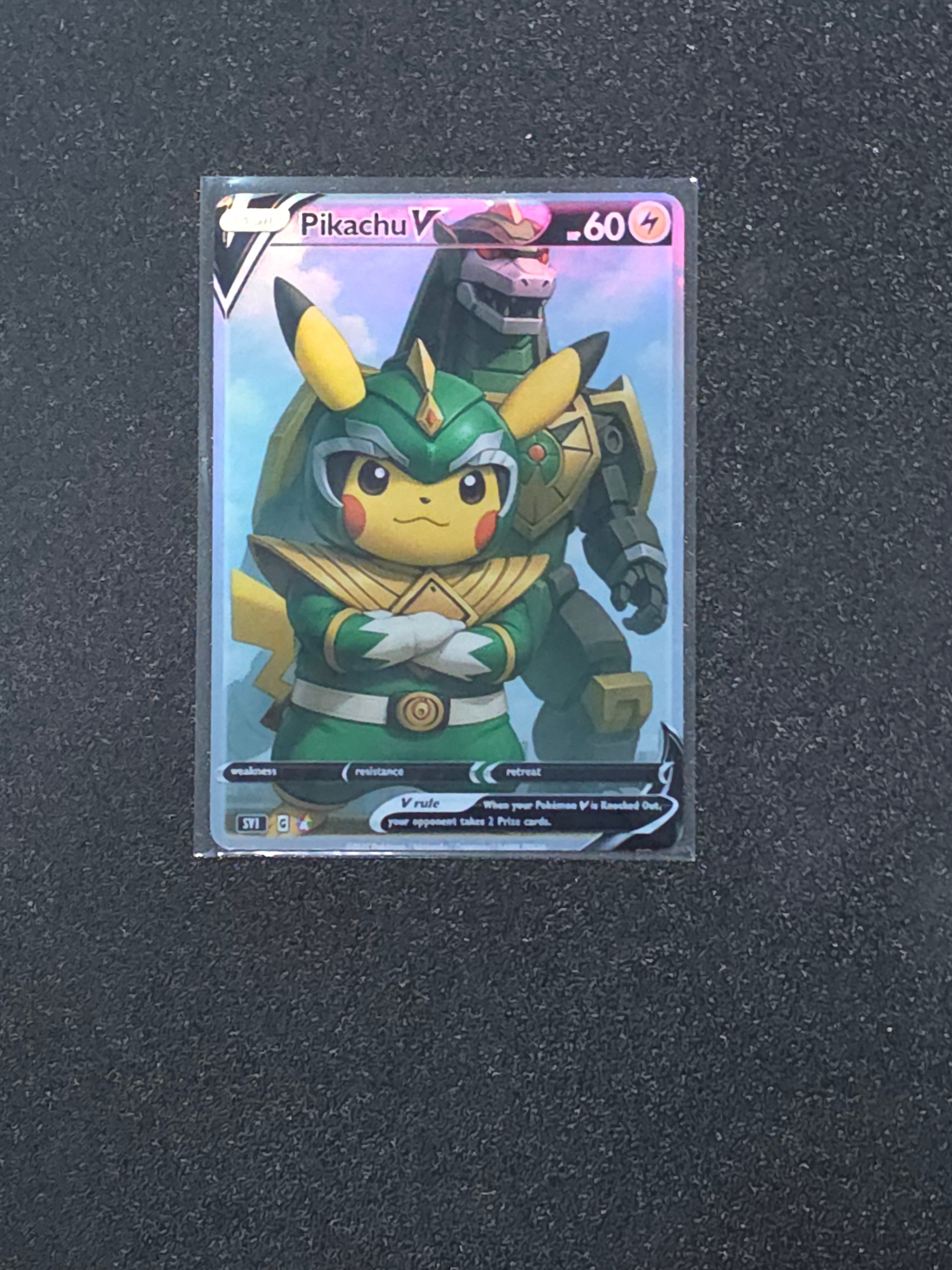 Green Ranger Pikachu Fan Art Pokemon Card PTL 835