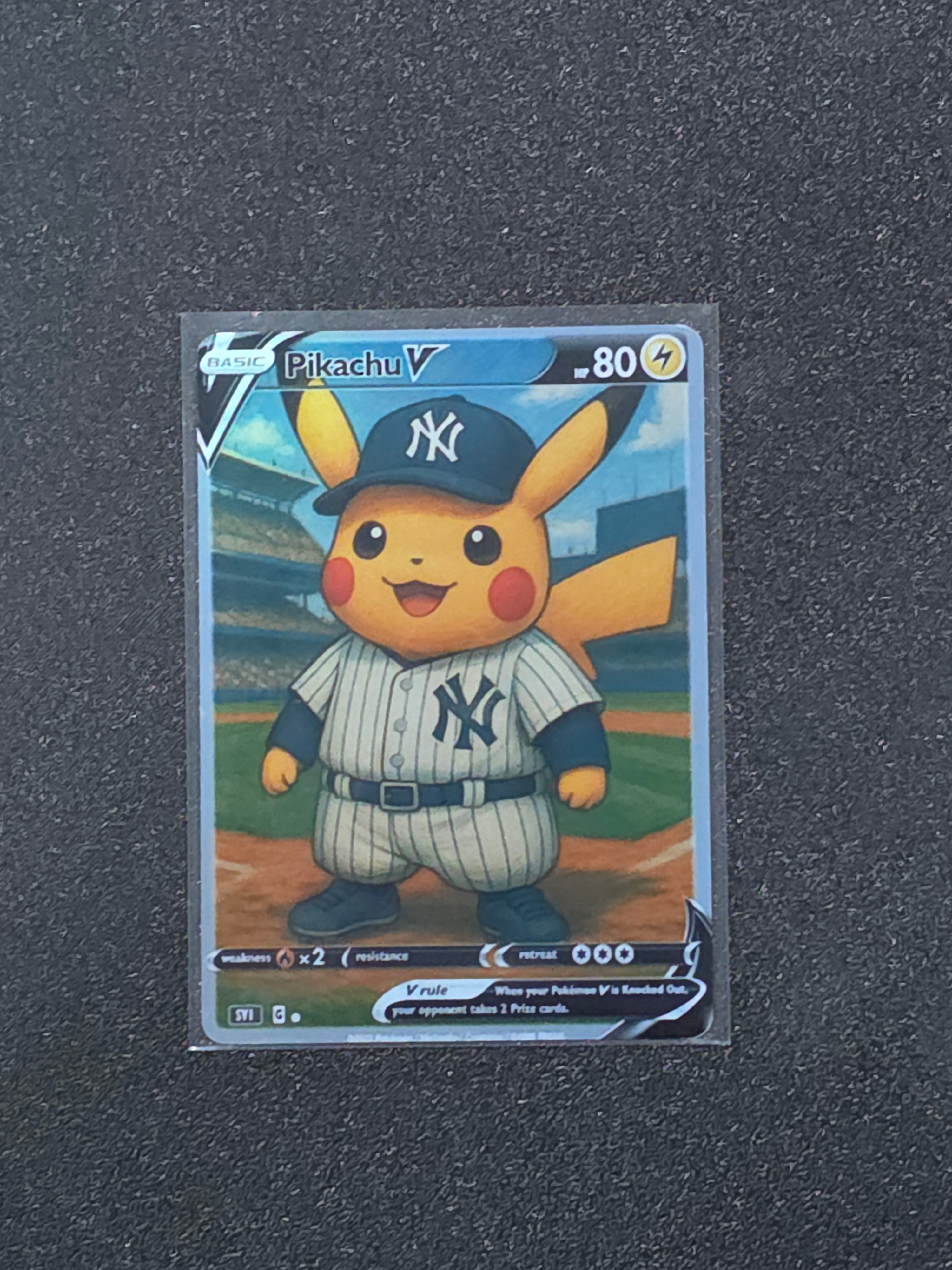 New York Yankees Pikachu Fan Art Pokemon Card PTL 866