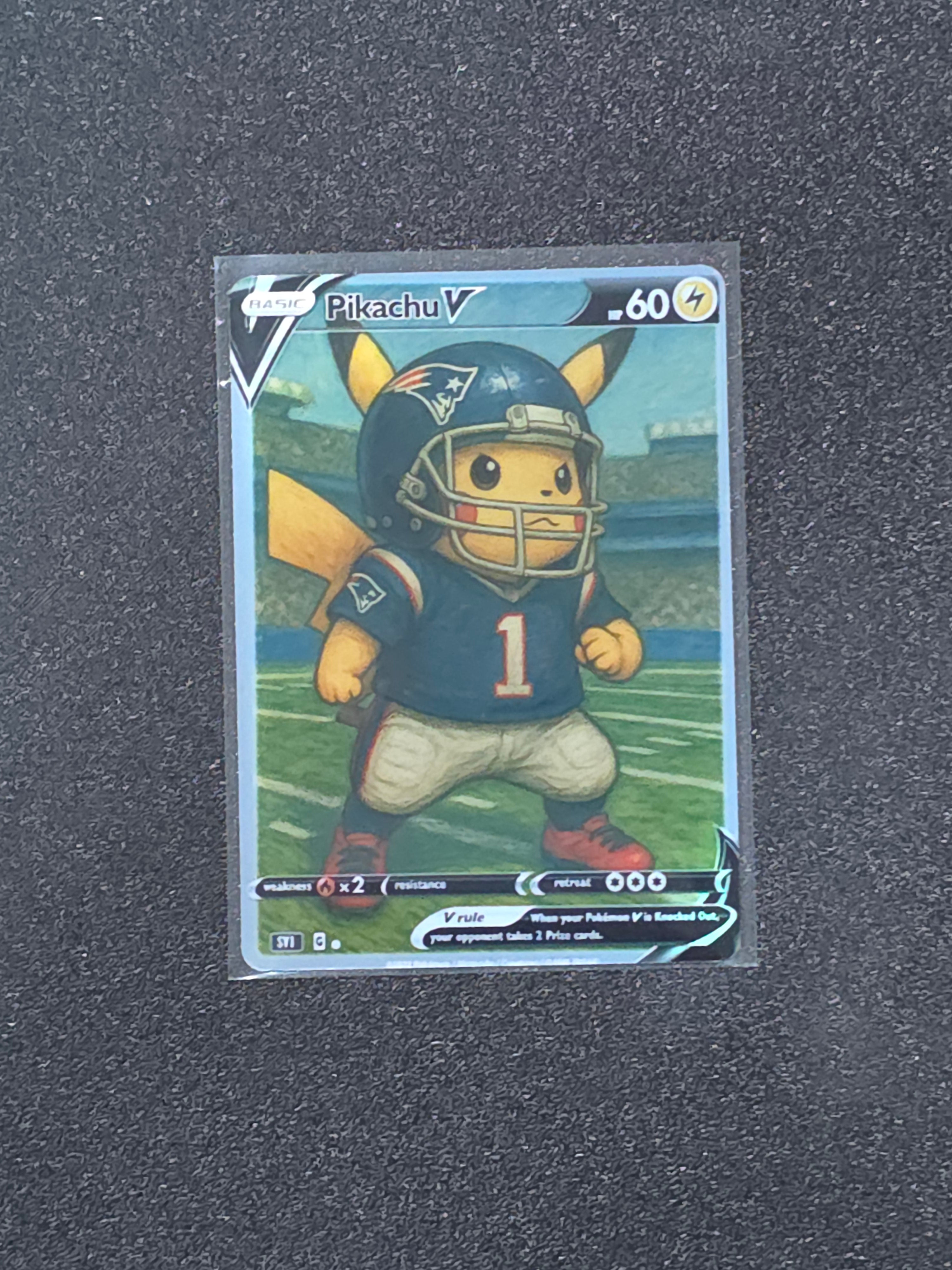 New England Patriots Pikachu Fan Art Pokemon Card PTL 867
