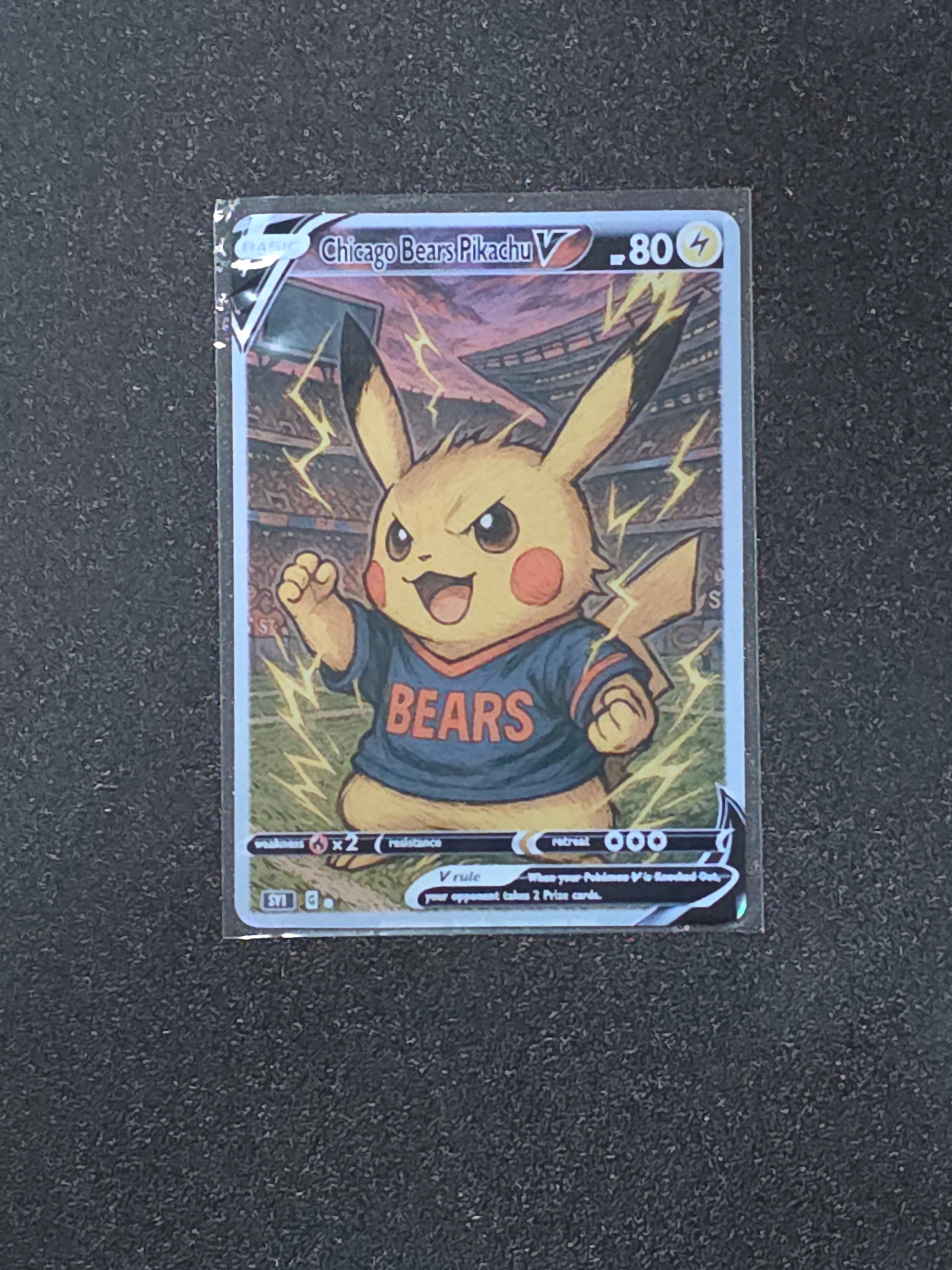 Chicago Bears Pikachu Fan Art Pokemon Card PTL 870