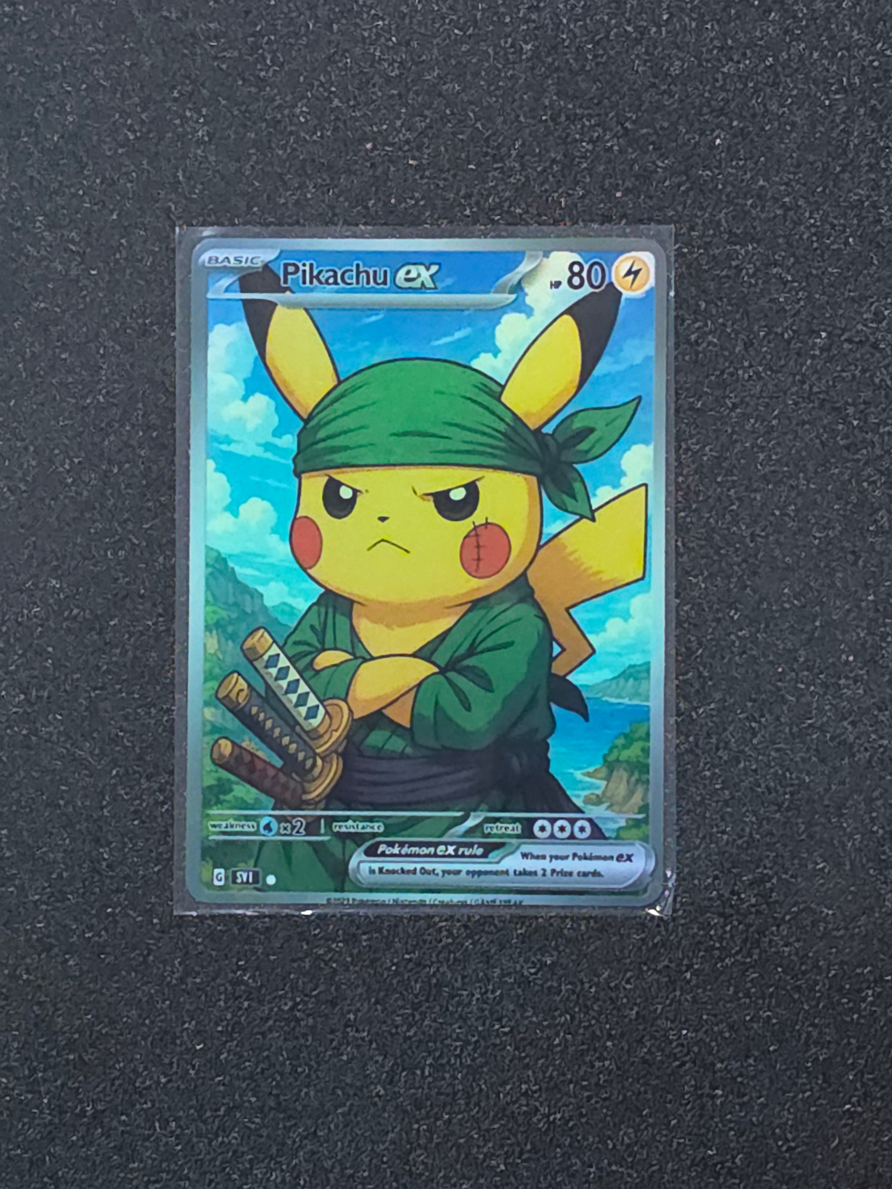 One Piece Pikachu Fan Art Pokemon Card PTL 884