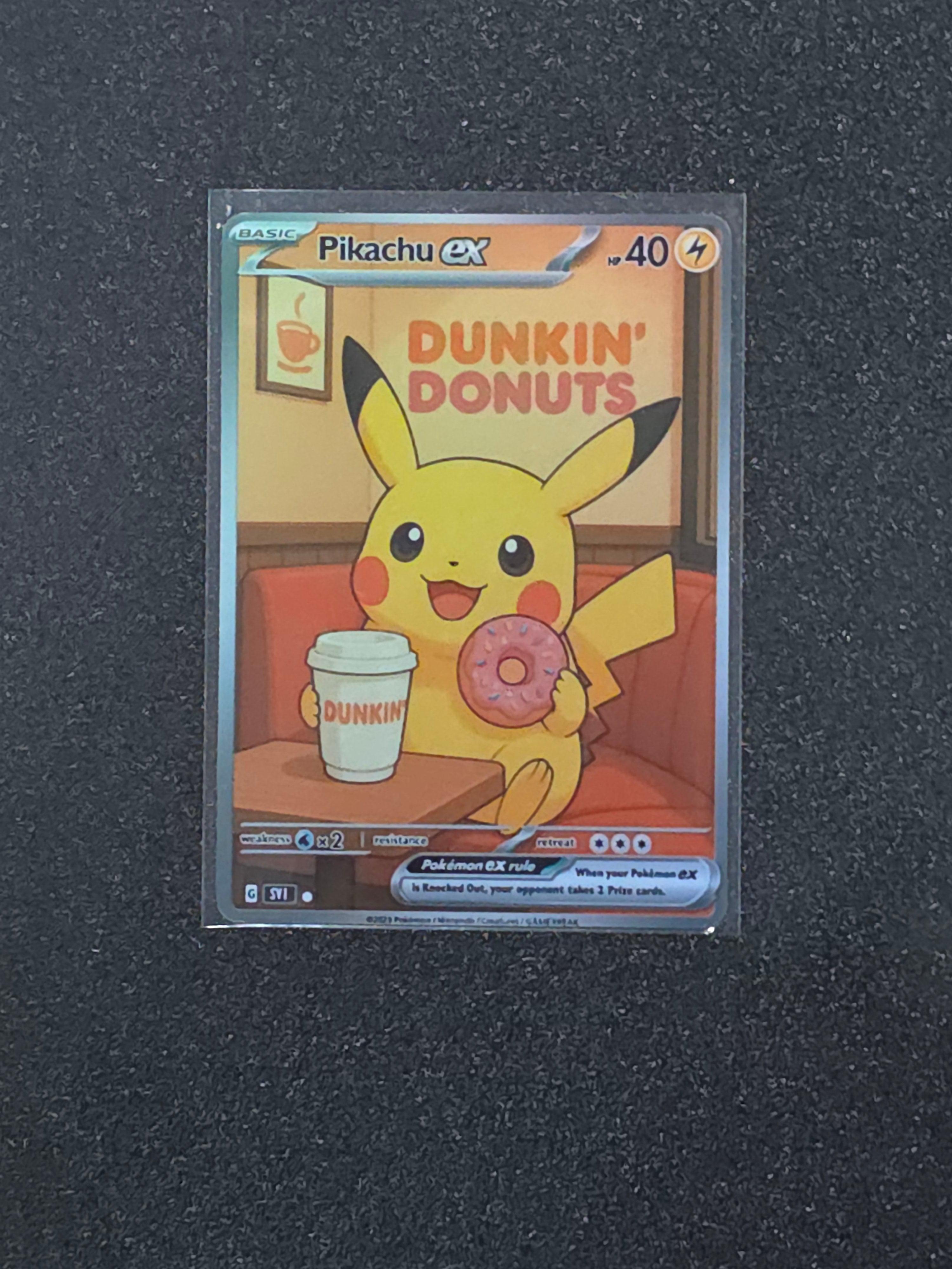 Dunkin Donuts Pikachu Fan Art Pokemon Card PTL 895