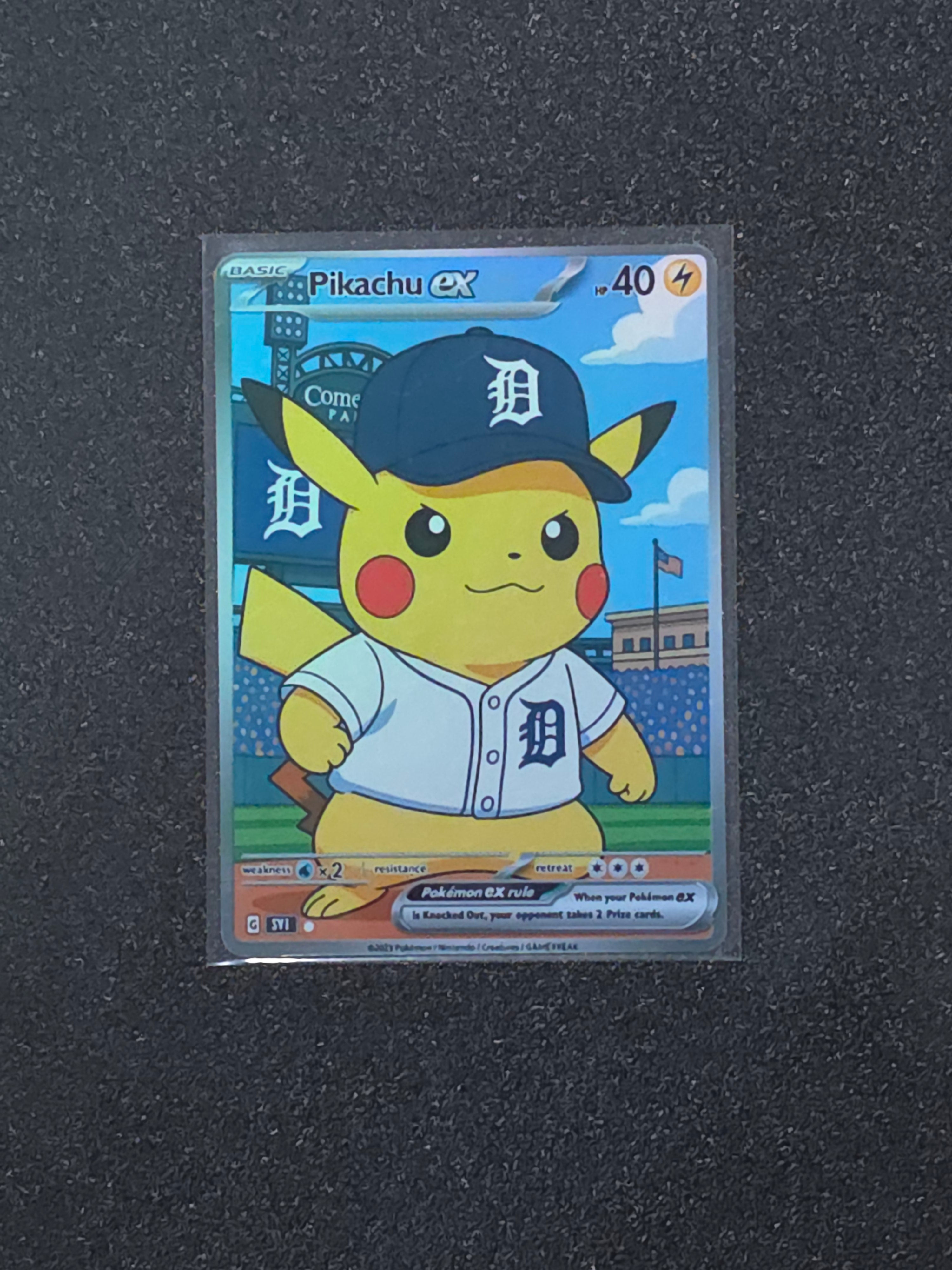 Detroit Tigers Pikachu Fan Art Pokemon Card PTL 899