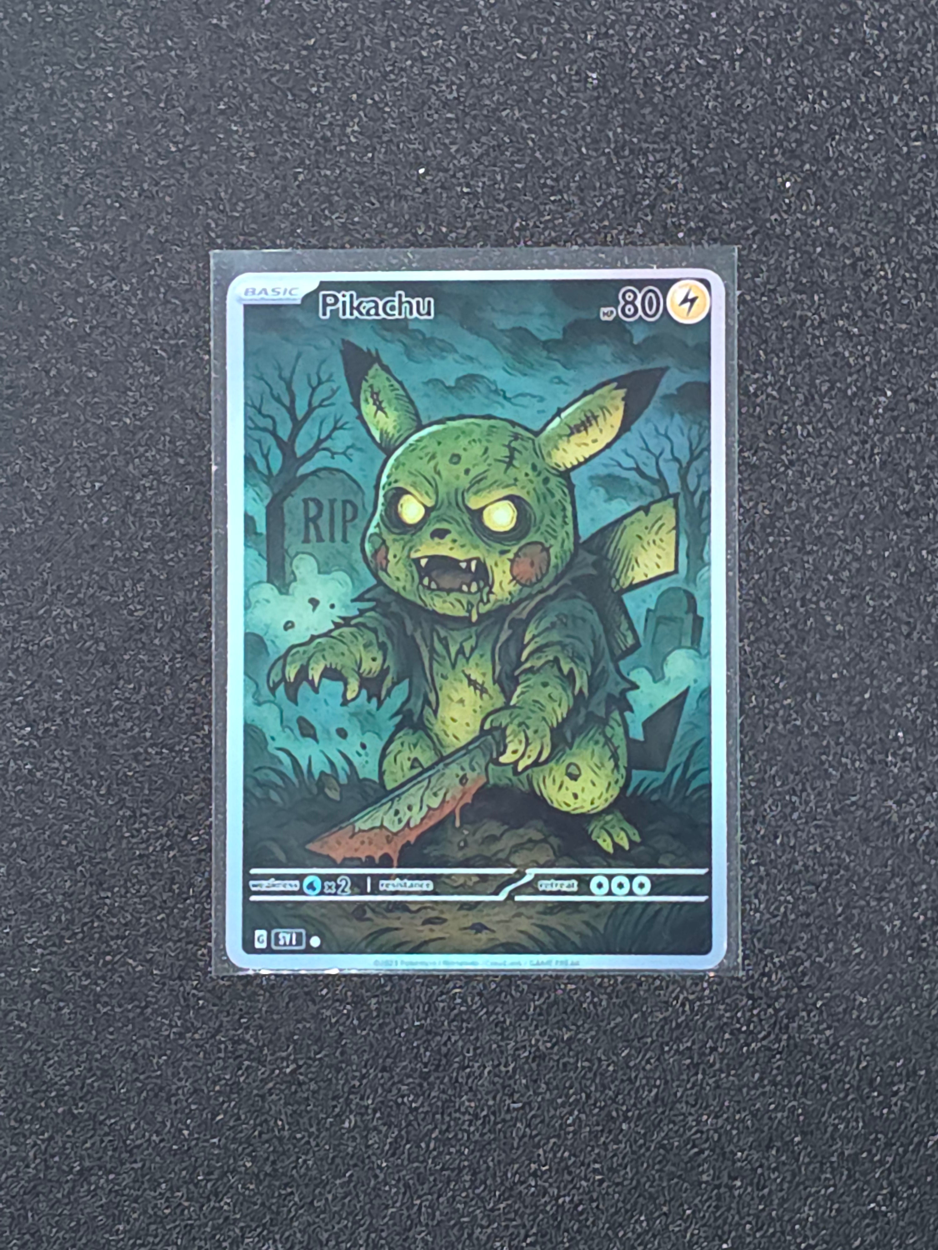 Zombie Pikachu Fan Art Pokemon Card PTL 911
