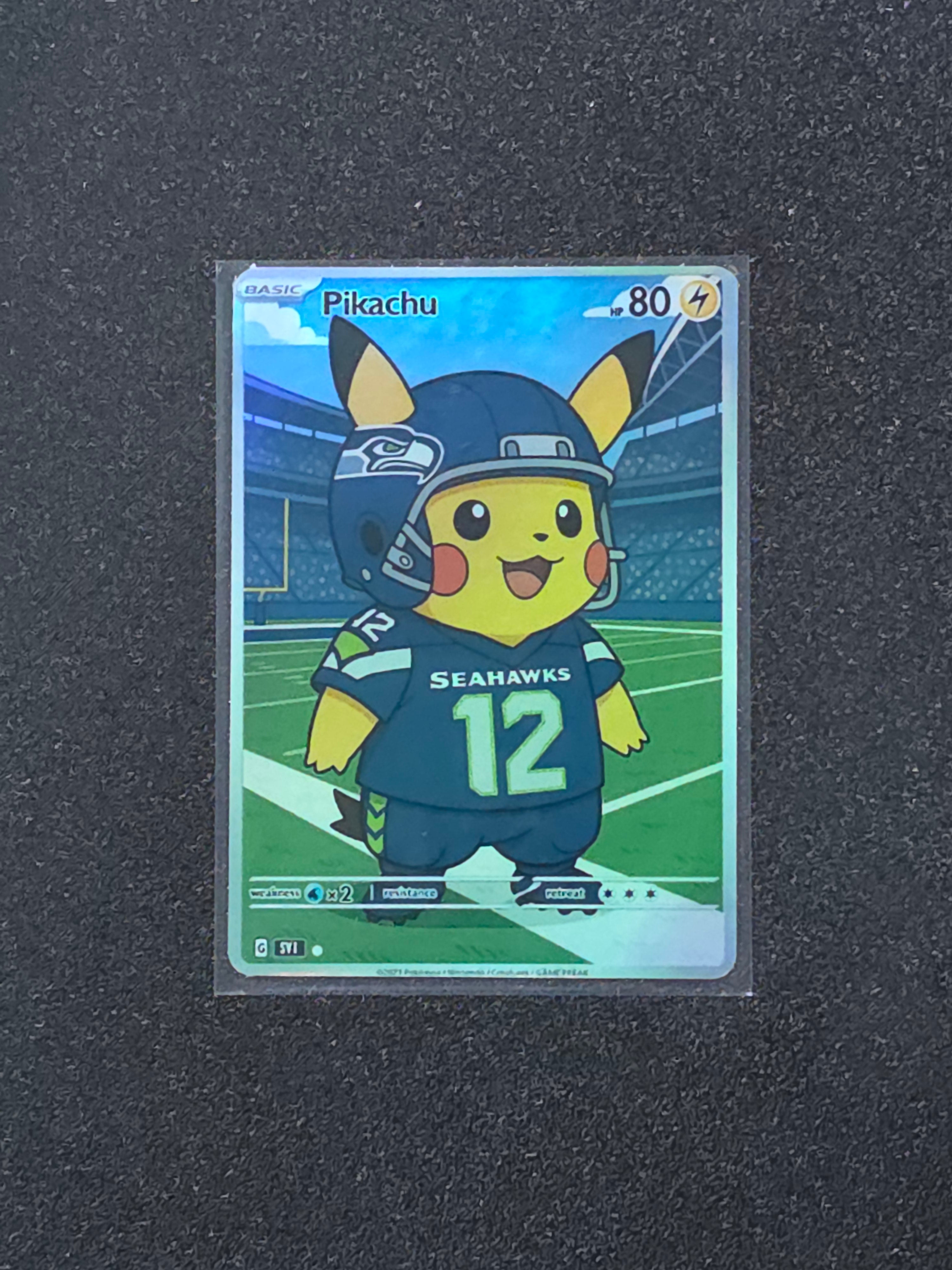 Seattle Seahawks Pikachu Fan Art Pokemon Card PTL 912