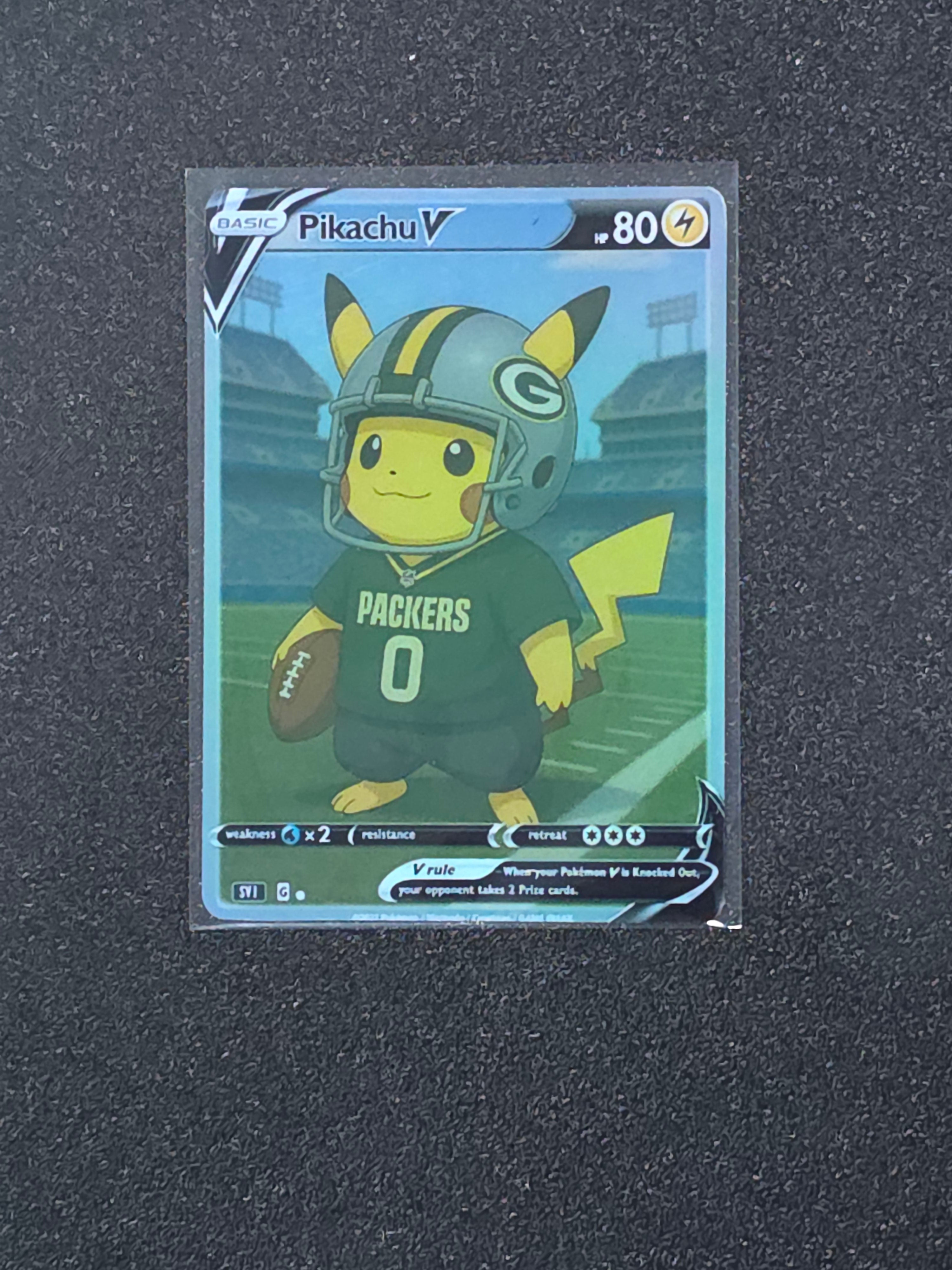 Pikachu Packers Fan Art Pokemon Card PTL 925