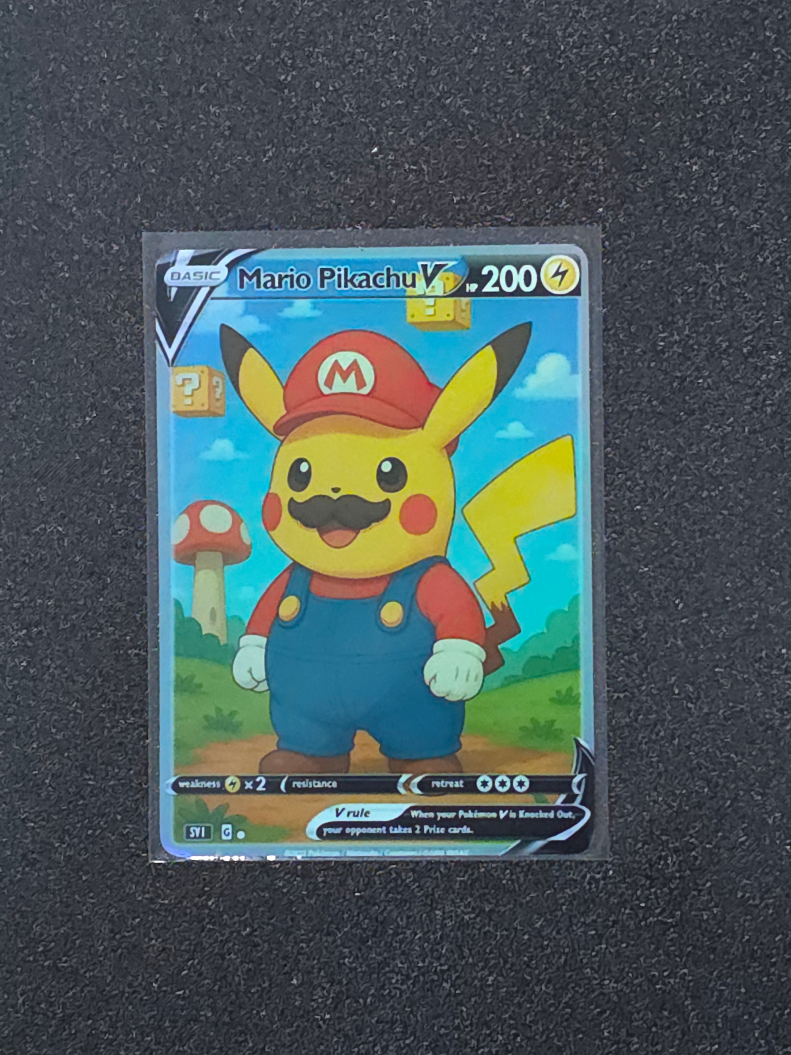 Mario Pikachu Fan Art Pokemon Card PTL 959