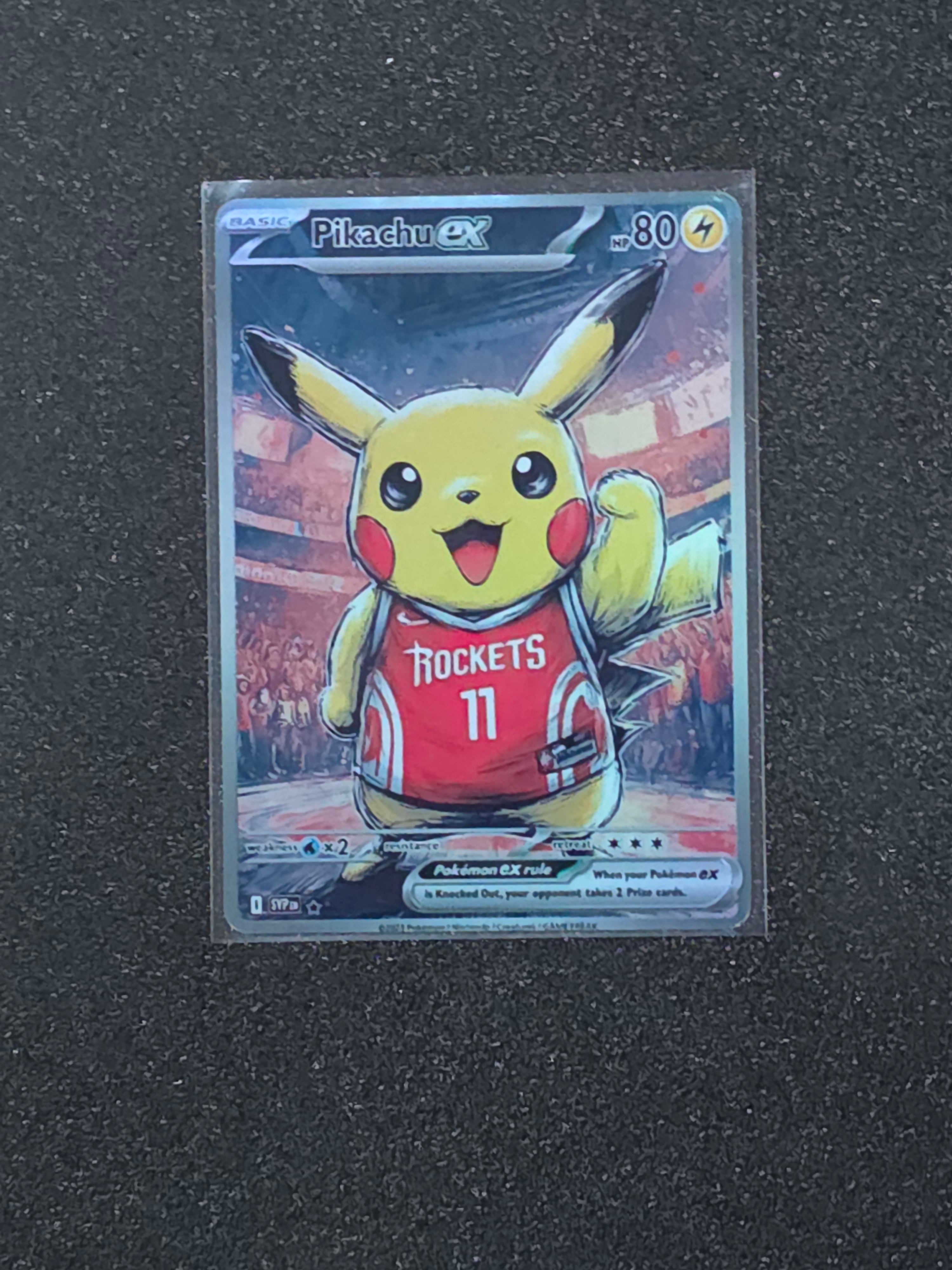 Houston Rockets Pikachu Fan Art Pokemon Card PTL 952