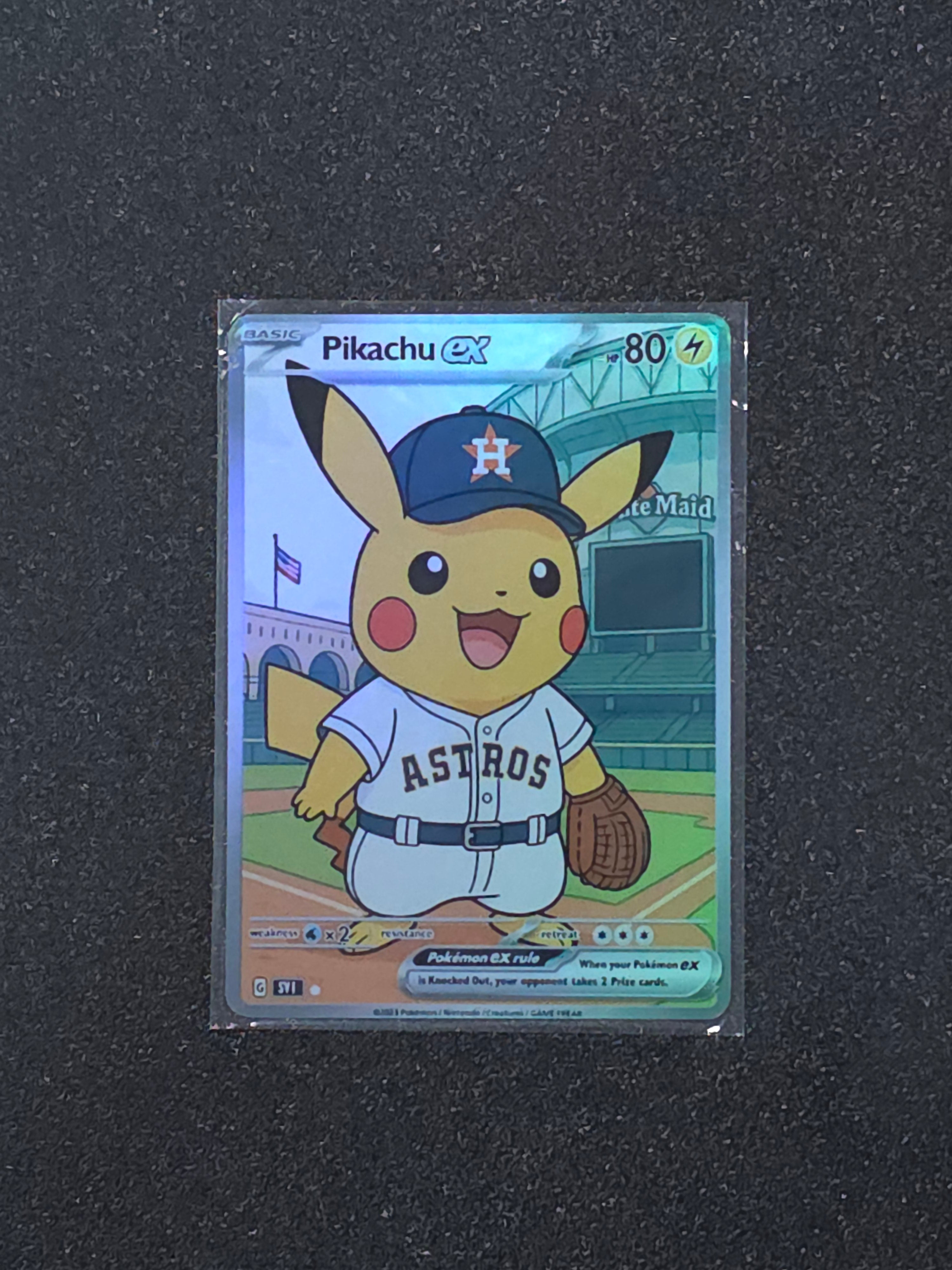 Houston Astros Pikachu Fan Art Pokemon Card PTL 945