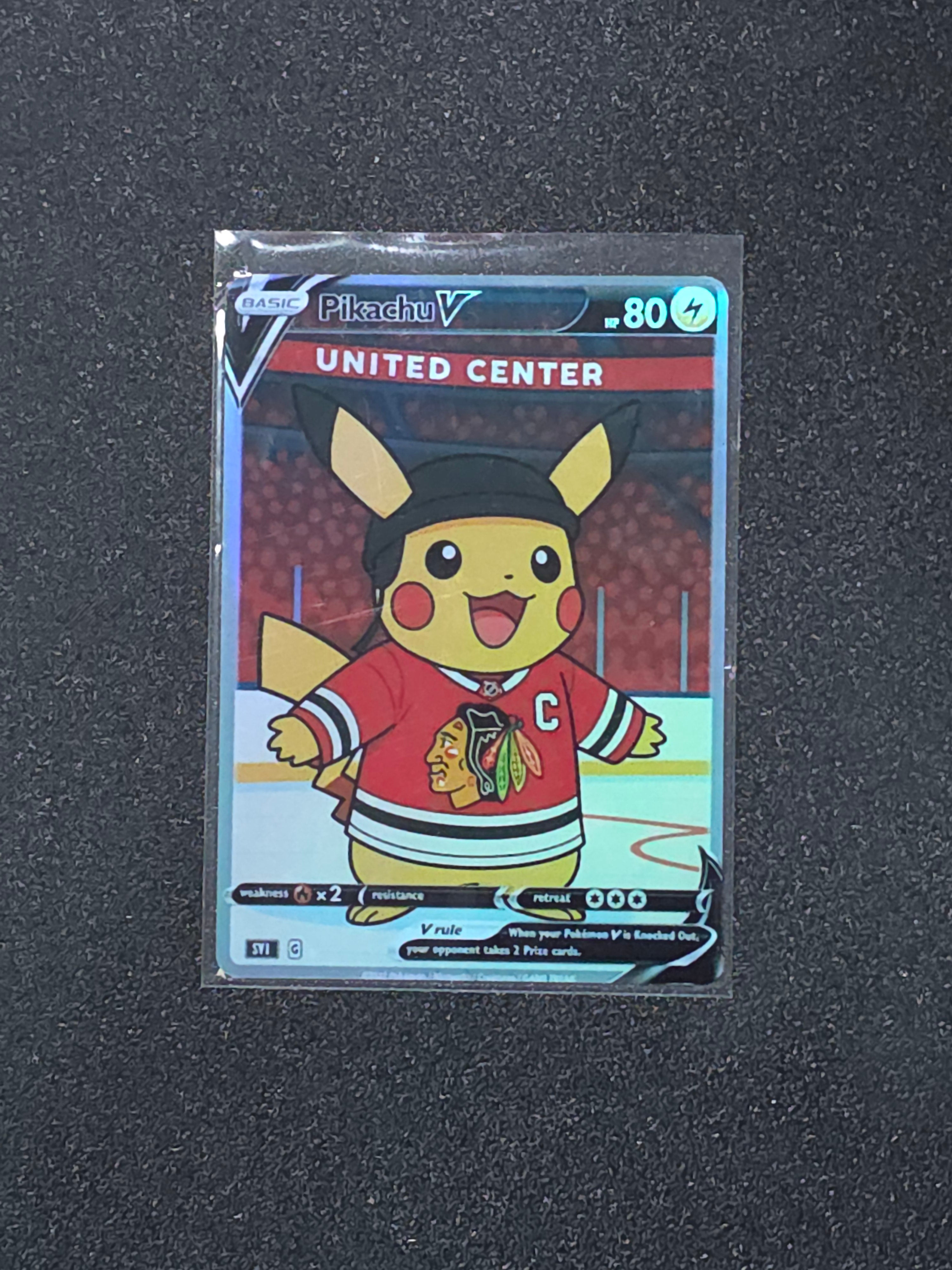 Chicago Blackhawks Pikachu Fan Art Pokemon Card PTL 975