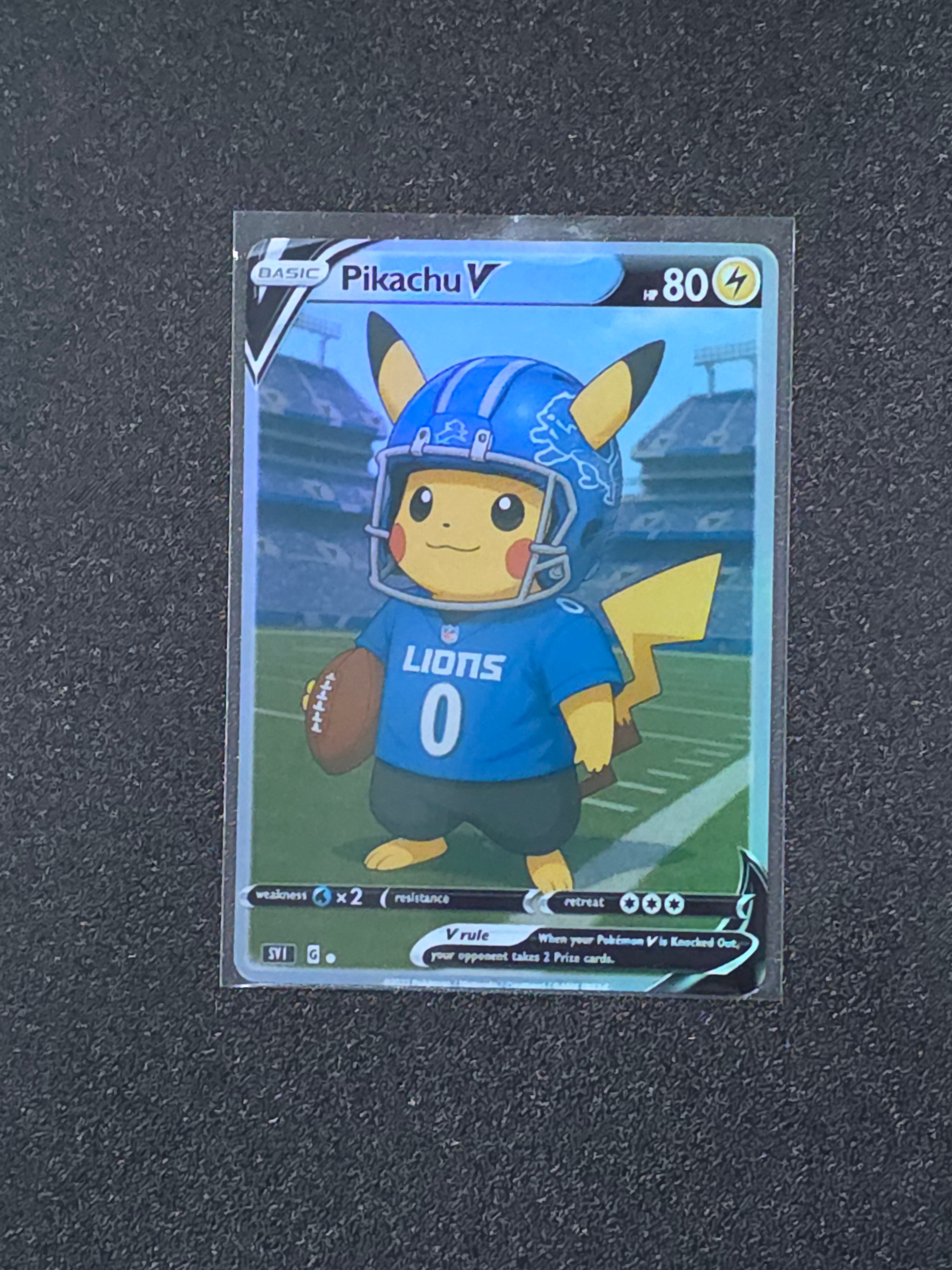 Detroit Lions Pikachu Fan Art Pokemon Card PTL 935