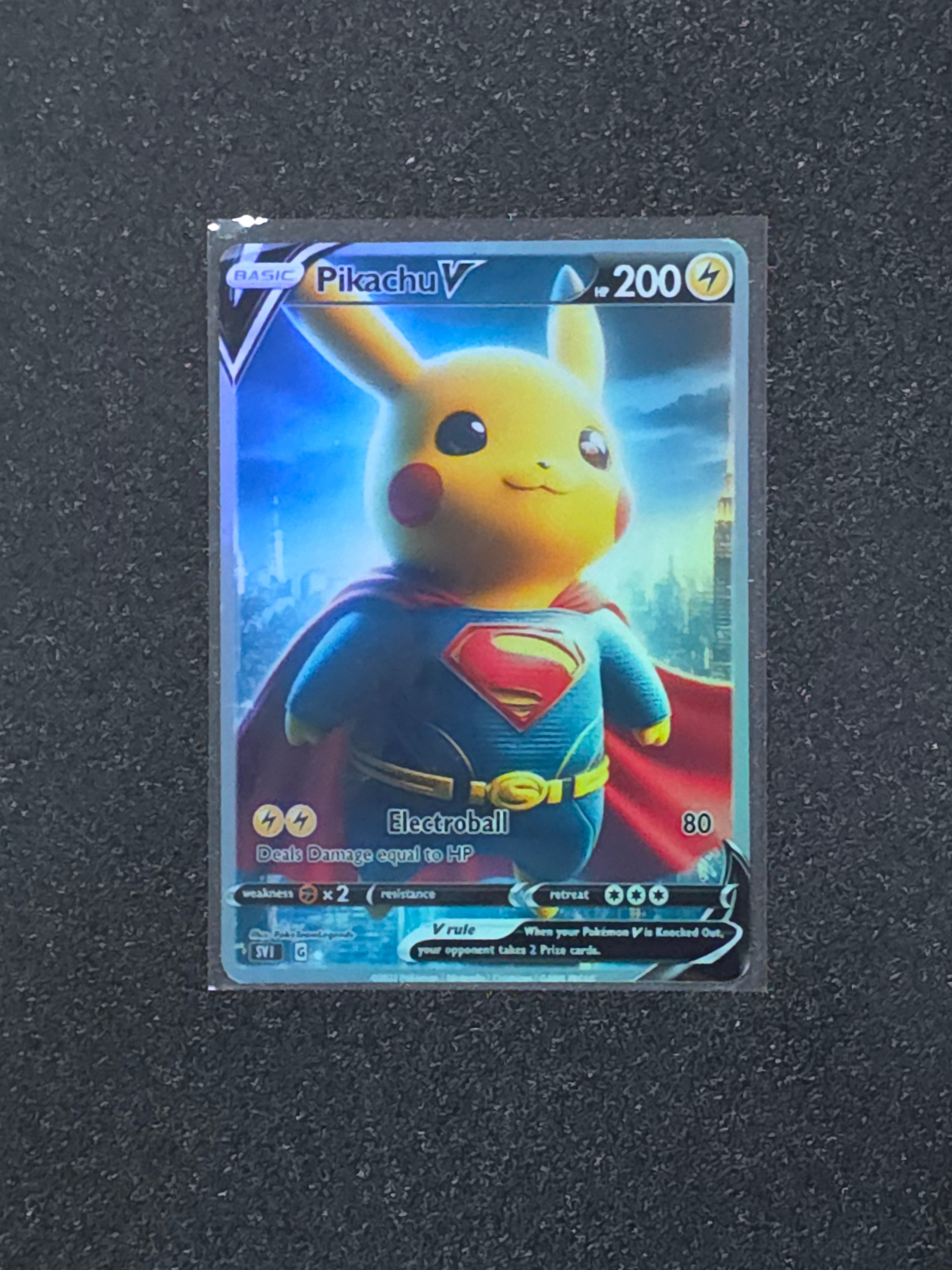 Superman Pikachu Fan Art Pokemon Card PTL 944