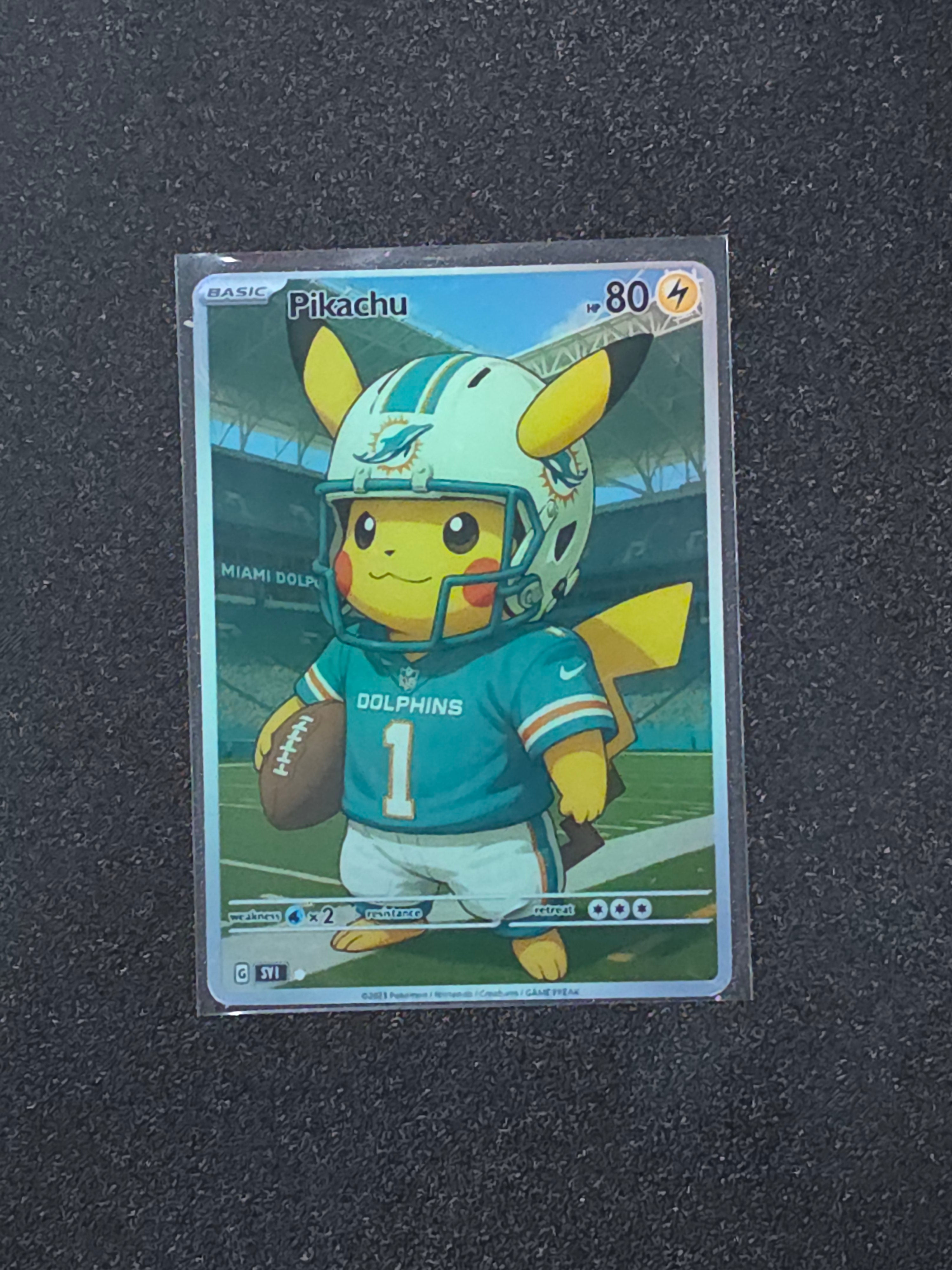 Miami Dolphins Pikachu Fan Art Pokemon Card PTL 980