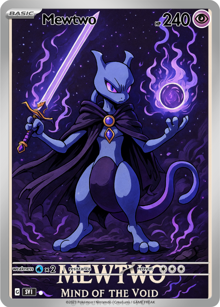 Mewtwo Fan Art Pokemon Card PTL 497