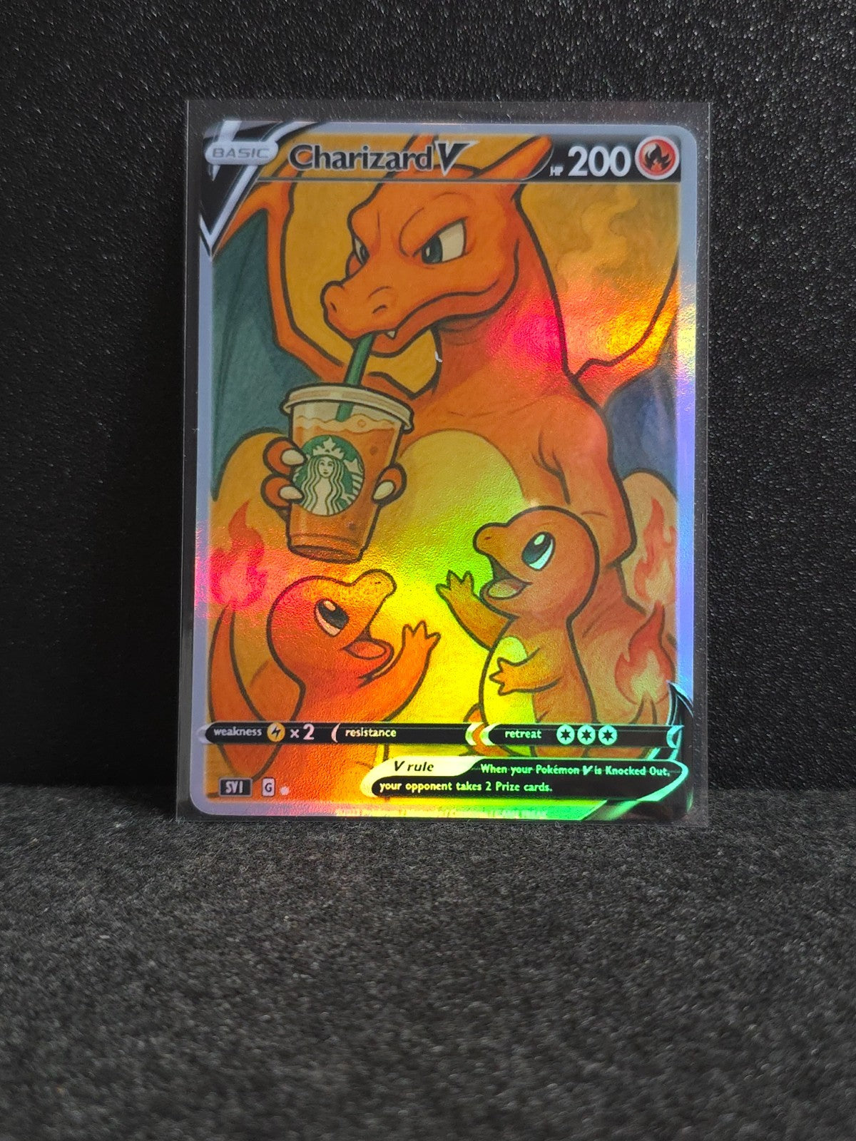 Starbucks Charizard Card *Fan Art** PTL c8